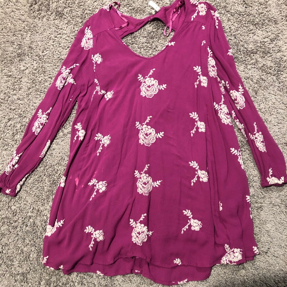 Free People Emma Embroidered Swing Dress Purple - Picture 2 of 3